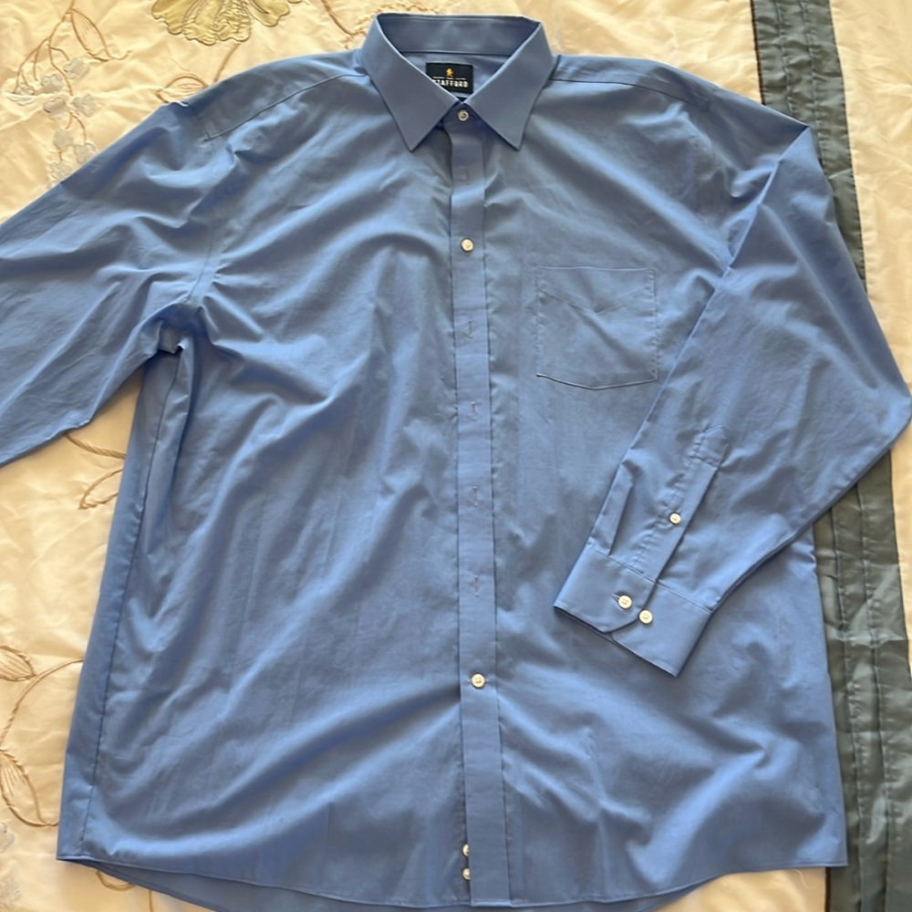 Brand new, size18, button up, long sleeve, blue, w/collar, lightweight, men’s